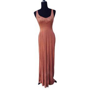 Societa Italy Designer Luxury Event Knit Maxi Dress Cinnamon Size 40/Small